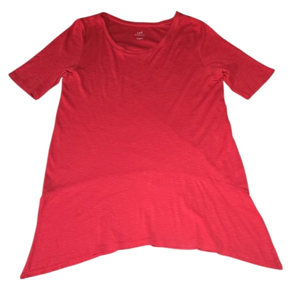 J. Jill Women's SS Pima Cotton Dipped Hem Oversized Side Slit Tunic Papaya S - Picture 4 of 6